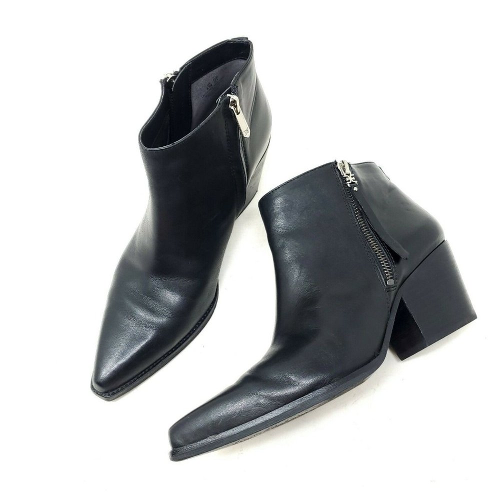 Sam Edelman Walden Black Leather Block Heel Boots